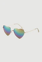 Womens Heart Lens Aviator Sunglasses, Multi