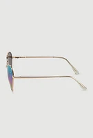 Womens Heart Lens Aviator Sunglasses, Multi