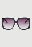 Womens Side Cutout Ombre Lens Sunglasses, Black