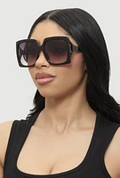 Womens Side Cutout Ombre Lens Sunglasses, Black