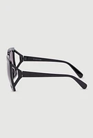 Womens Side Cutout Ombre Lens Sunglasses, Black