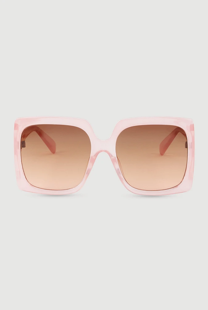 Womens Side Cutout Ombre Lens Sunglasses, Pink