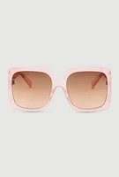 Womens Side Cutout Ombre Lens Sunglasses, Pink