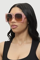 Womens Side Cutout Ombre Lens Sunglasses, Pink