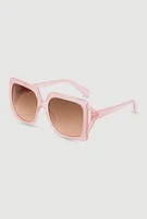 Womens Side Cutout Ombre Lens Sunglasses, Pink