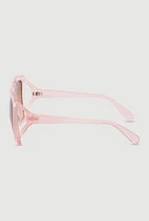 Womens Side Cutout Ombre Lens Sunglasses, Pink