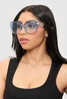 Womens Gradient Lens Sunglasses, Blue