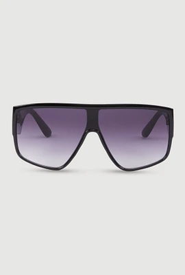Womens Ombre Lens Shield Sunglasses, Black
