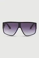 Womens Ombre Lens Shield Sunglasses, Black