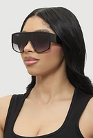 Womens Ombre Lens Shield Sunglasses, Black