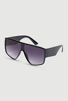 Womens Ombre Lens Shield Sunglasses, Black