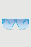 Womens Ombre Lens Shield Sunglasses, Blue