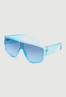 Womens Ombre Lens Shield Sunglasses, Blue