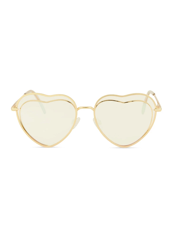 Womens Heart Shape Sunglasses, Gold