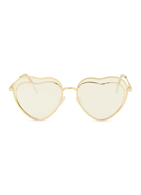 Womens Heart Shape Sunglasses, Gold