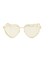 Womens Heart Shape Sunglasses, Gold