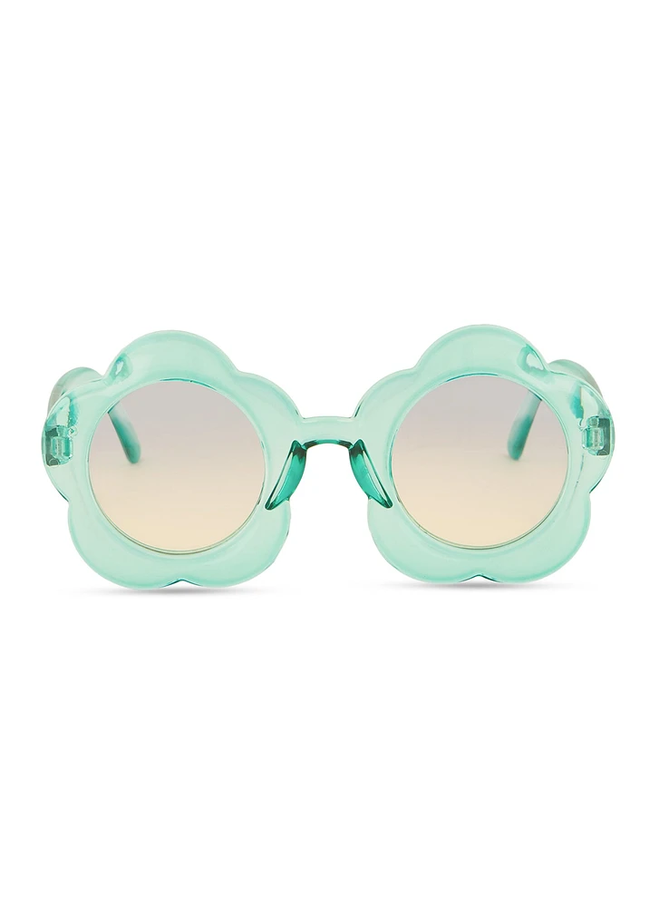 Womens Daisy Frame Ombre Lens Sunglasses, Blue
