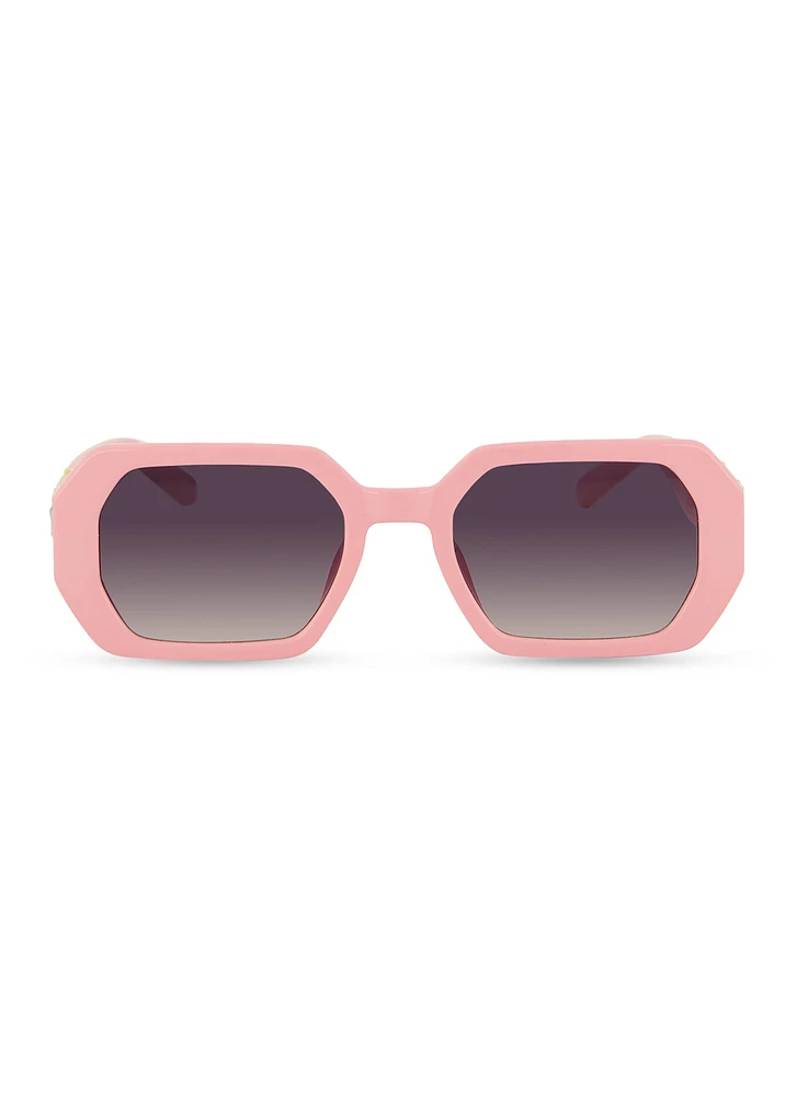 Womens Ombre Lens Rhinestone Arm Detail Sunglasses, Pink