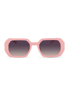 Womens Ombre Lens Rhinestone Arm Detail Sunglasses, Pink
