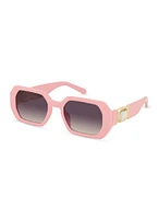 Womens Ombre Lens Rhinestone Arm Detail Sunglasses, Pink