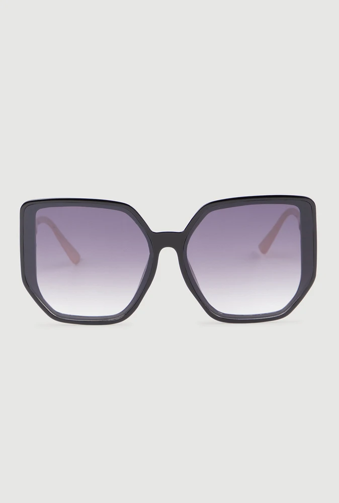 Womens Cut Out Detail Ombre Sunglasses, Black
