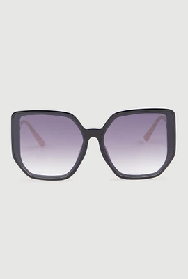 Womens Cut Out Detail Ombre Sunglasses, Black
