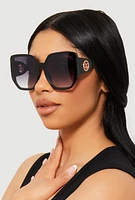 Womens Cut Out Detail Ombre Sunglasses, Black