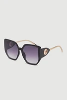 Womens Cut Out Detail Ombre Sunglasses, Black