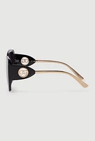 Womens Cut Out Detail Ombre Sunglasses, Black