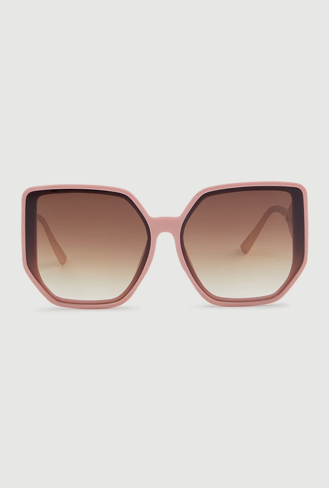 Womens Cut Out Detail Ombre Sunglasses, Pink