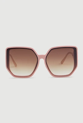 Womens Cut Out Detail Ombre Sunglasses, Pink