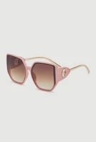 Womens Cut Out Detail Ombre Sunglasses, Pink