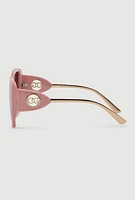 Womens Cut Out Detail Ombre Sunglasses, Pink