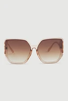 Womens Cut Out Detail Ombre Sunglasses, Beige