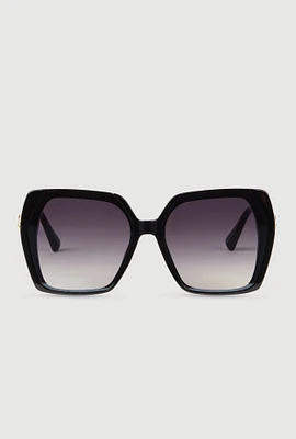 Womens Oversized Color Blocked Ombre Lens Sunglasses, Black