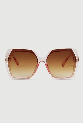 Womens Oversized Color Blocked Ombre Lens Sunglasses, Pink