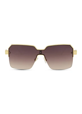 Womens Metallic Detail Ombre Lens Sunglasses, White