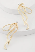 Womens Sculptural Bow Drop Earrings, Gold