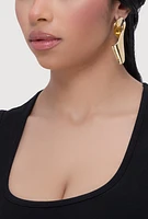 Womens Curved Metallic Drop Earrings, Gold
