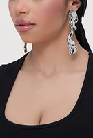 Womens Metallic Molten Drop Earrings, Silver