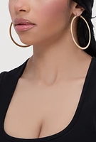 Womens Textured Hoop Earrings Set of 3, Gold