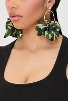 Womens Fabric Detail Hoop Earrings, Green
