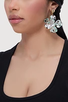 Womens Resin Flower Drop Earrings, Green