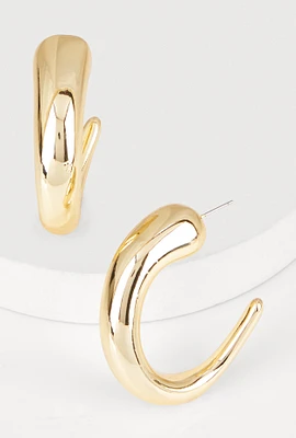 Womens Chunky Open Hoop Earrings, Gold