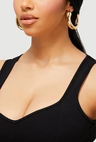 Womens Chunky Open Hoop Earrings, Gold