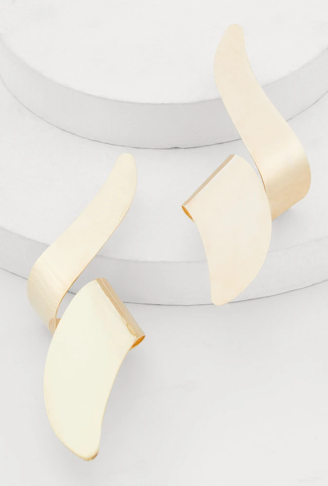 Womens Chunky Metallic Spiral Drop Earrings, Gold