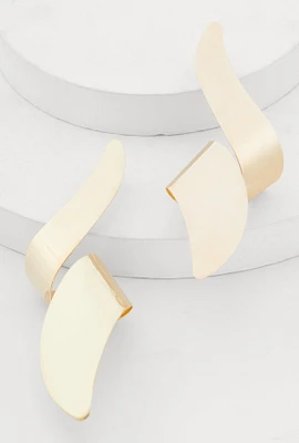 Womens Chunky Metallic Spiral Drop Earrings, Gold