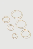 Womens Assorted Metallic Hoop Earrings Set of 6, Gold