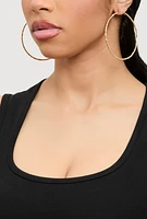 Womens Assorted Metallic Hoop Earrings Set of 6, Gold