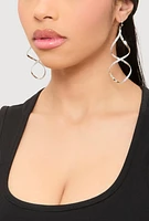 Womens Spiral Geometric Drop Earring Trio, Silver